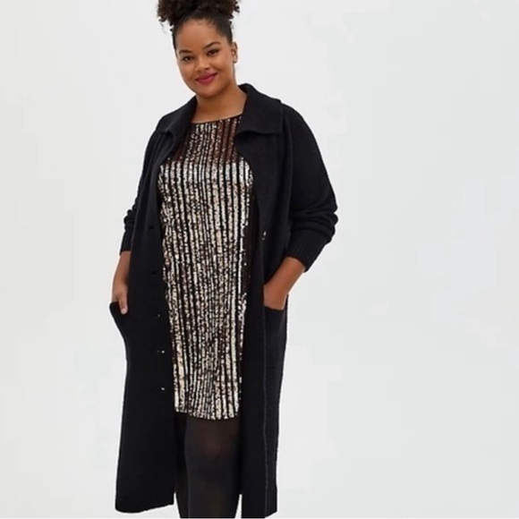 TORRID BLACK & GOLD SEQUIN A-LINE DRESS - Picture 2 of 11